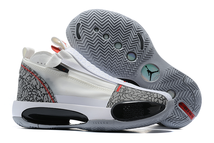 2020 Air Jordan 34 Low White Cement Grey Black - Click Image to Close